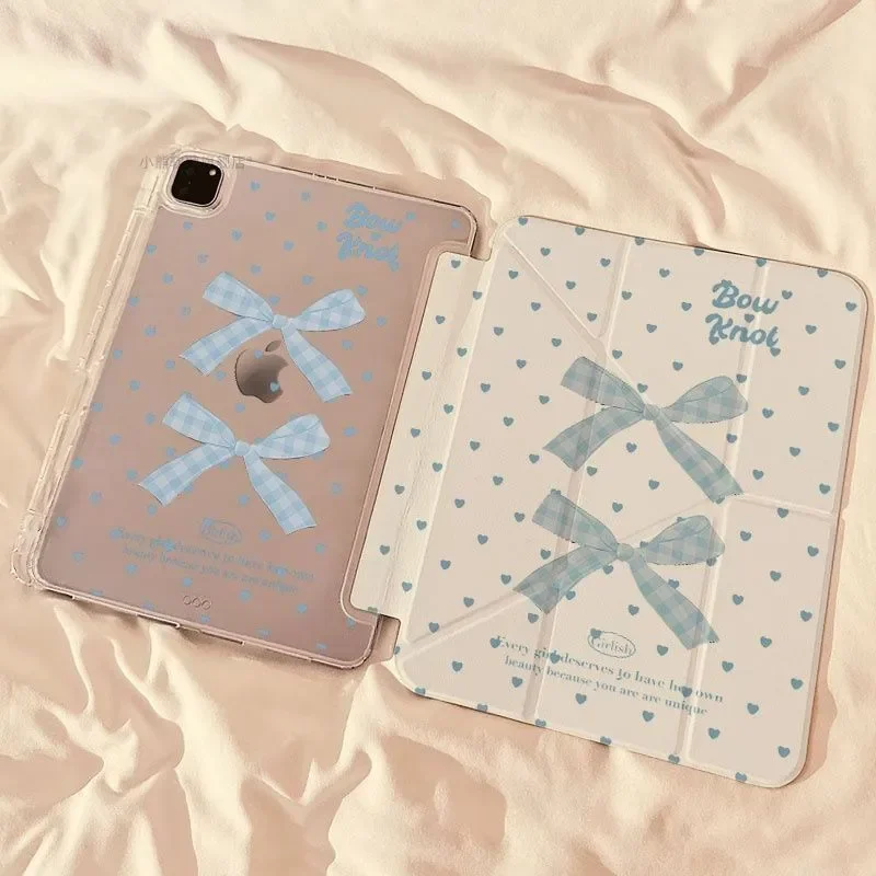 

Чехол-подставка для планшета в стиле Y2K с бантом и сердечками для iPad Pro 11, 12.9, 13, 8.3, M4, M5, 9.7, 10.2 (5/6/7/8/9/10/11 поколений), Mini 6, 7, Air 5, 6