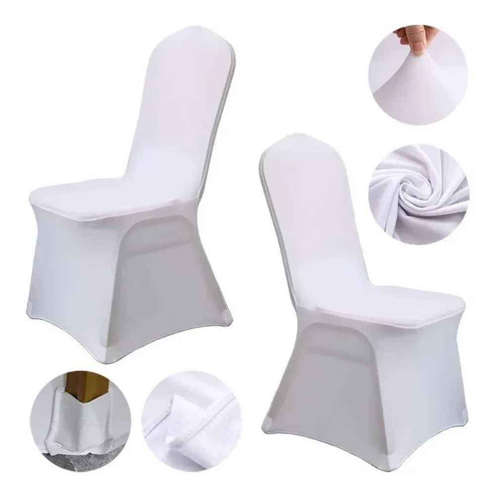 Universal Elastic Wedding Chair Covers Dust-proof Foot Pockets Stretch Slipcover Spandex Seat Cover Dining Party Celebration