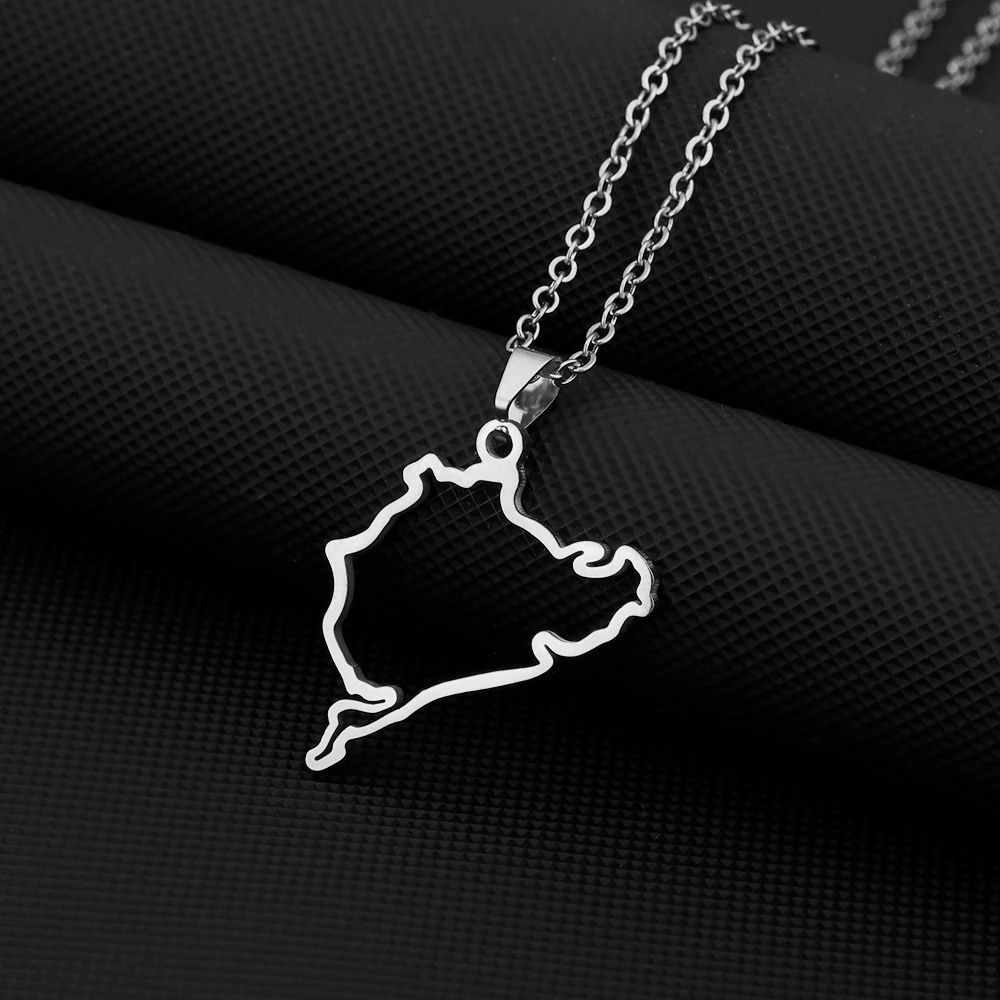 Fashion Germany Car Styling Racing ​Road Nurburgring Pendant Necklace for Men Women Girls Stainless Steel Jewelry