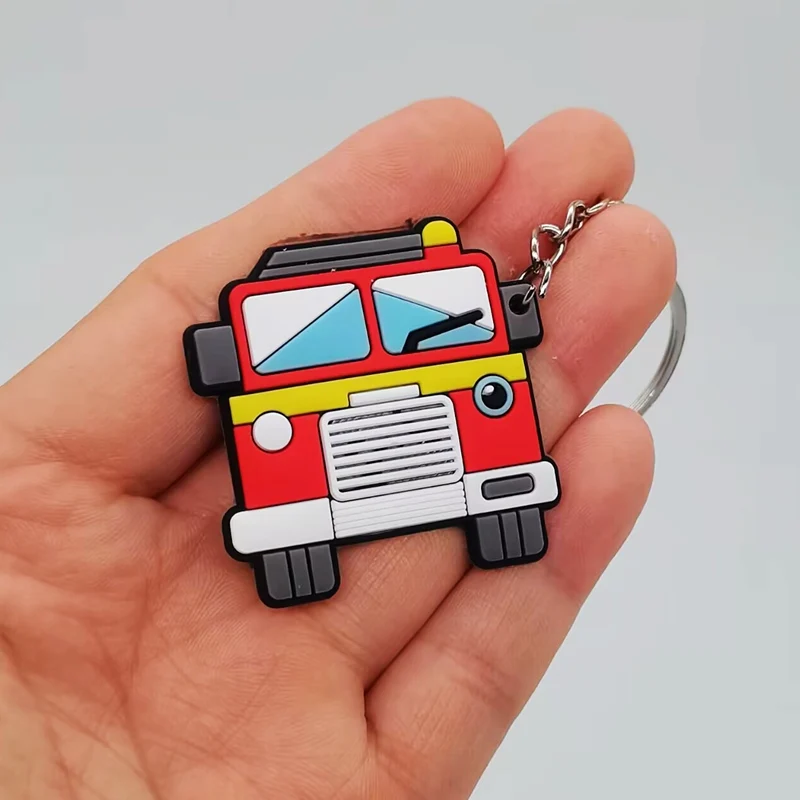 12 PCs Firefighter Party Favors, Fire Truck, PVC Keychain for Men, Keychains for Graduation Gifts, Key Ring for Son and Husband,