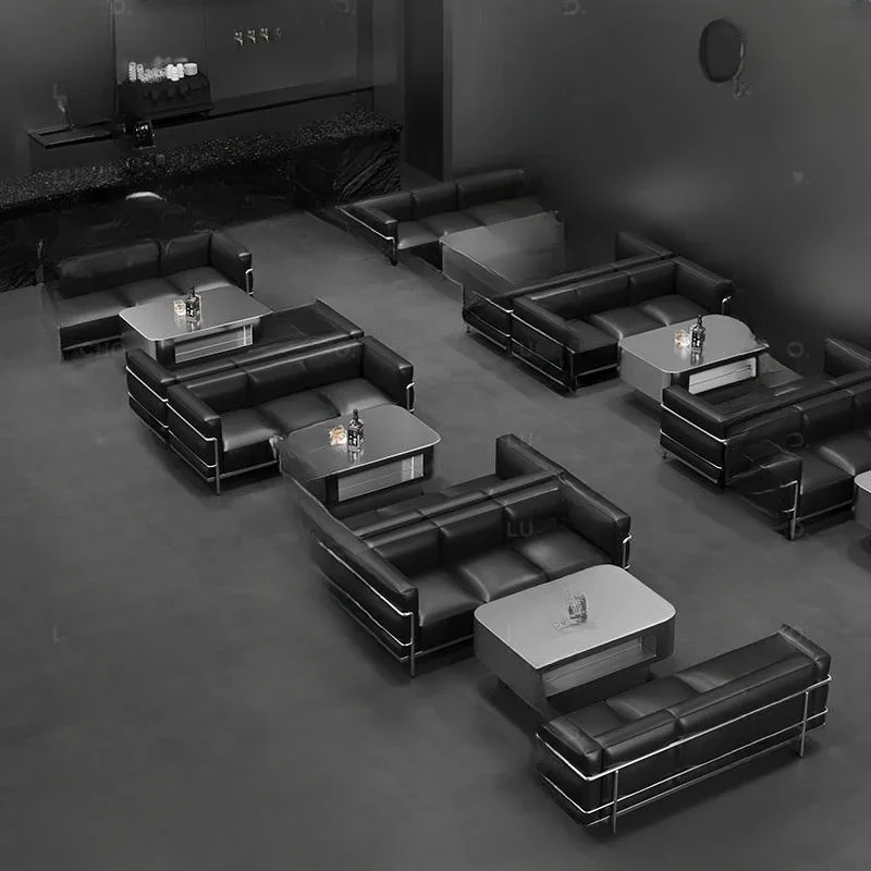 Sofa booth, industrial style tavern, coffee shop, private room, table, chairs and coffee table