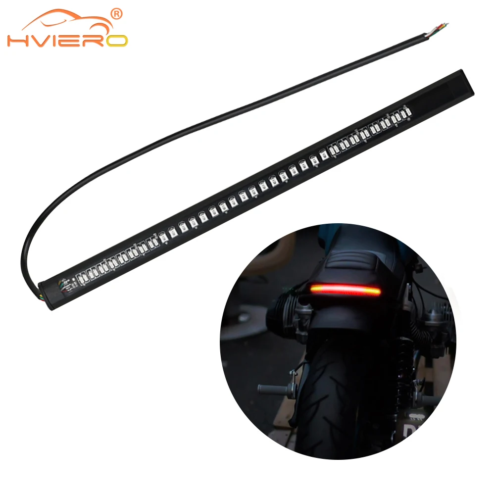 1/2Pcs Motorcycle Led Brake Lamp Turn Signal 2835 3014 48SMD Case Waterproof  Bar License Plate Auxiliary RedYellow Tail Running