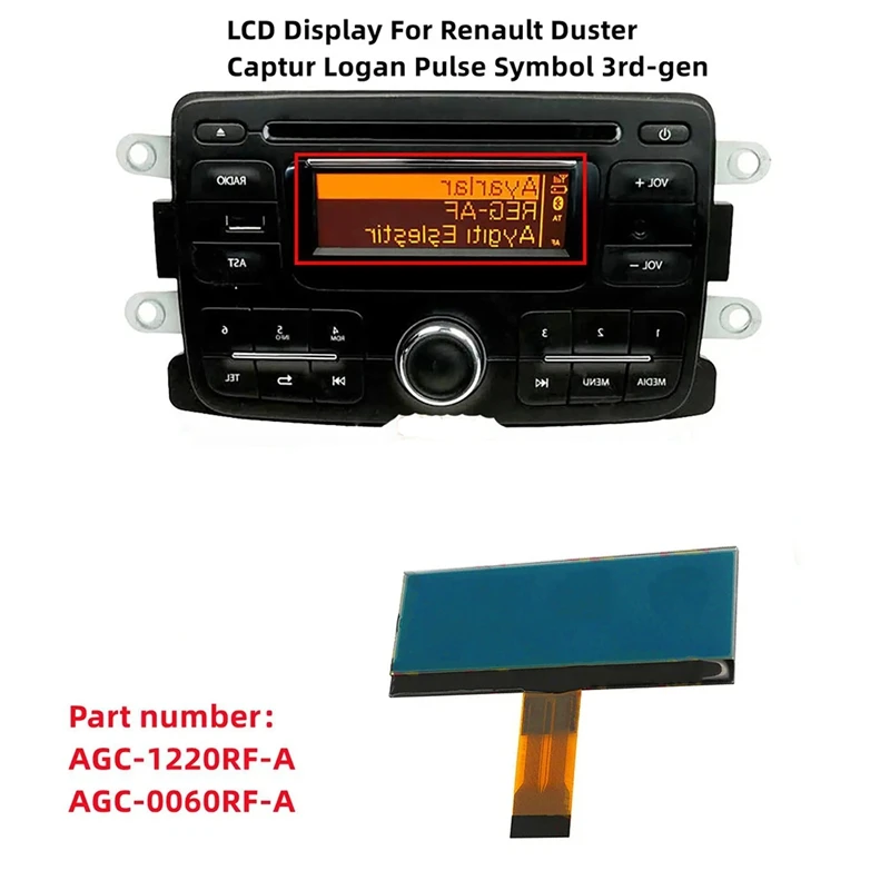 Car Stereo Screen Glass Dashboard LCD Display For Benz Citan Renault Kangoo II Duster Captur Pulse 3Rd-Gen AGC-1220RF-A