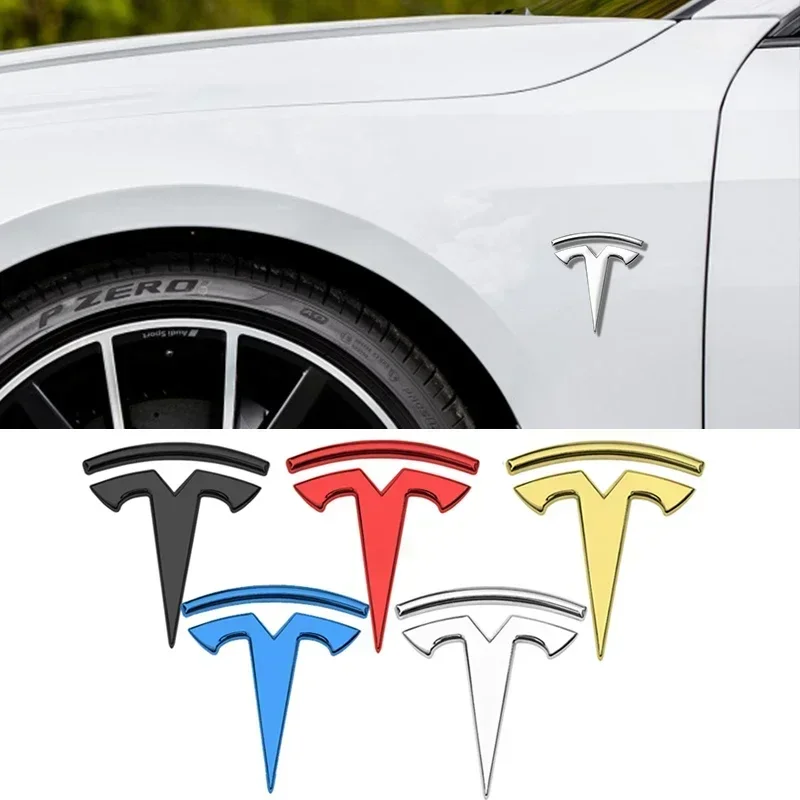 5.6x6cm Metal Car Whole Body Fender Side Window Emblem Sticker for Tesla Model 3 Y S X Roadster P75D P85D Exterior Decoration