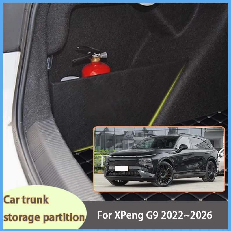 

For XPeng G9 2022~2026 2025 2024 Car Organizer Thickening Trunk Side Partition Trunk Interior Storage Box Parts