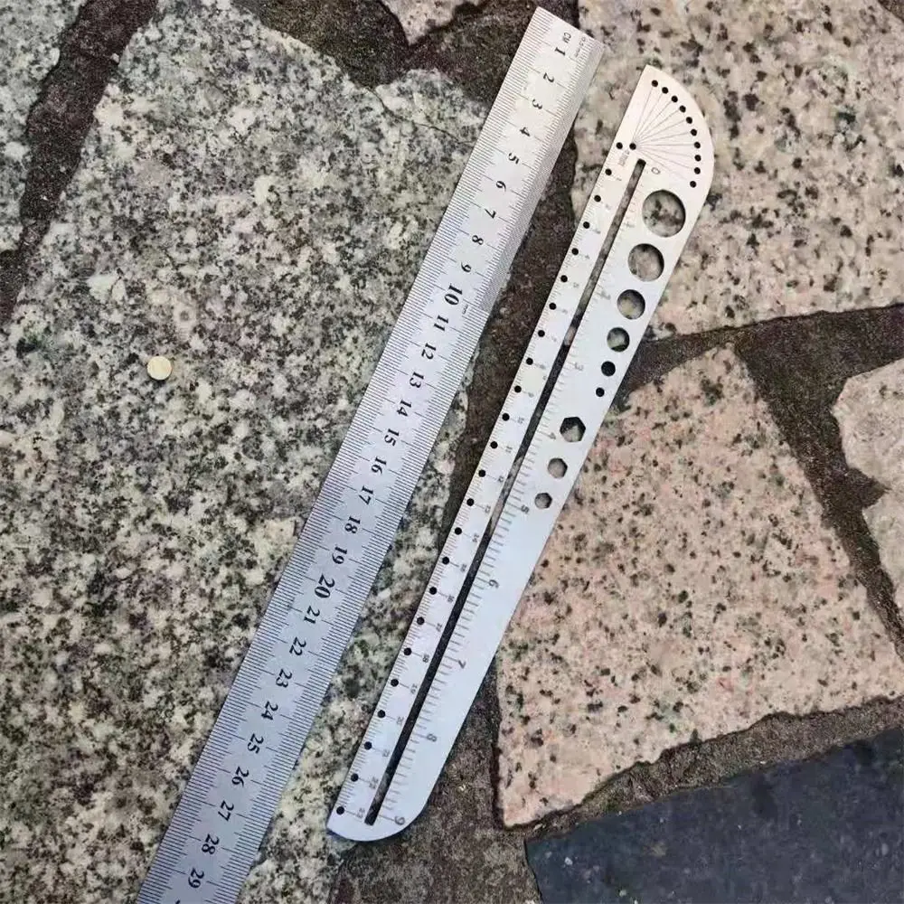 Drafting Tools Stainless Steel for DIY Template Round Protractor Ruler Measuring Ruler Straight Ruler Angle Protractor