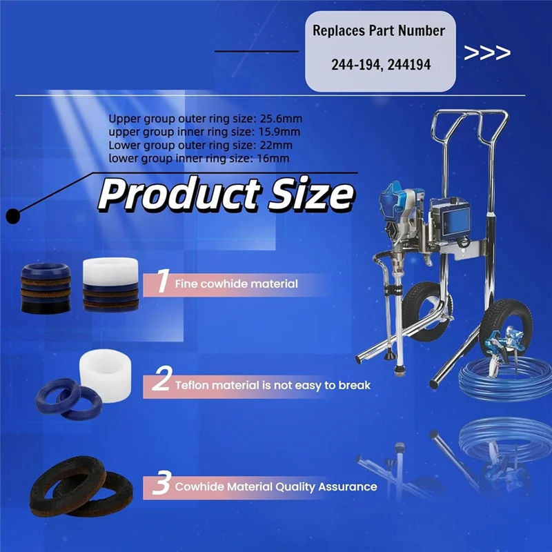 JHD لـ 390 قطع غيار بخاخ الطلاء-4-PK 244194 مجموعة تعبئة إصلاح المضخة (نماذج 210، 230، 295، 390، 395، 490، 495، 595، 3