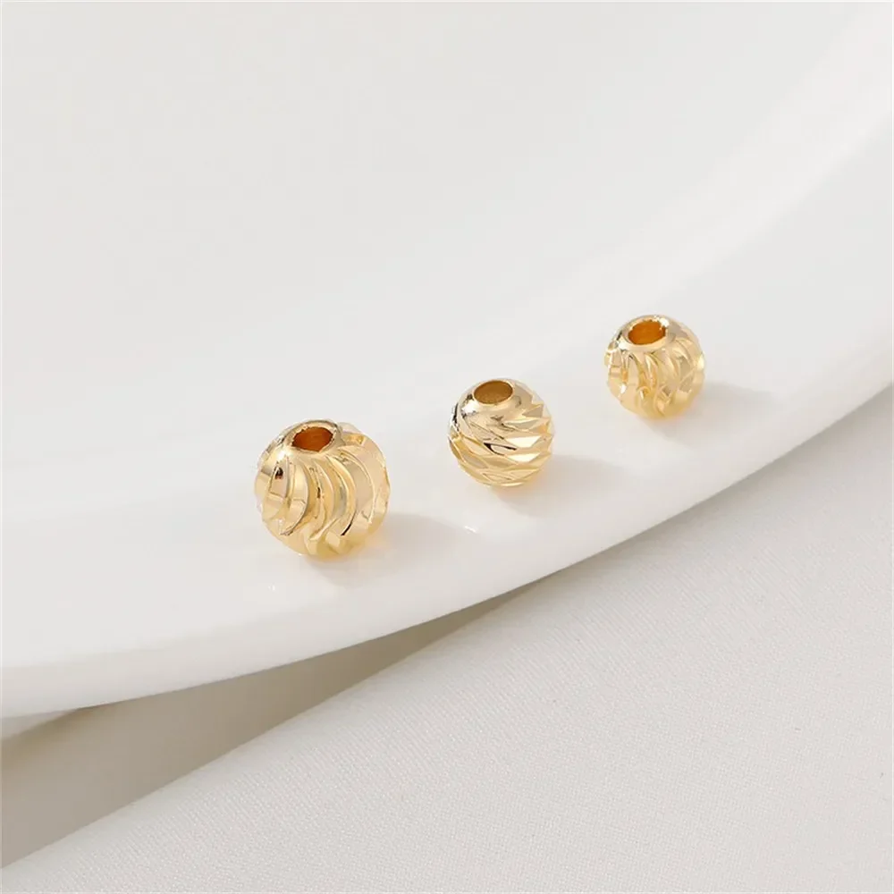 Cuentas roscadas chapadas en oro de 14K, cuentas separadas, cuentas dispersas, pulseras de cuentas hechas a mano, accesorios de joyería, materiales de cuentas