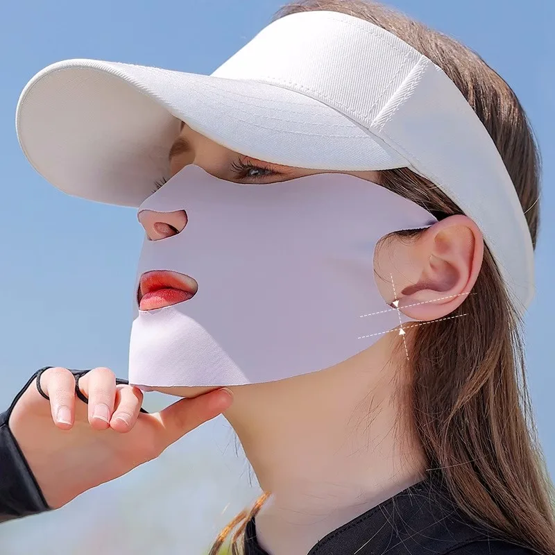 Summer Ice Silk Sunscreen Mask Full Face Sun Protection Mask Forehead Thin Section Breathable Mask Anti Ultraviolet Face Mask