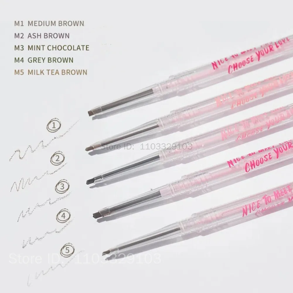 FLORTTE ดินสอเขียนคิ้วแบบ Dual-Ended Extra Fine Mood Institute ดินสอเขียนคิ้ว ดอกไม้สีชมพู Blossom Blossom ดินสอเขียนคิ้ว เครื่องสําอาง