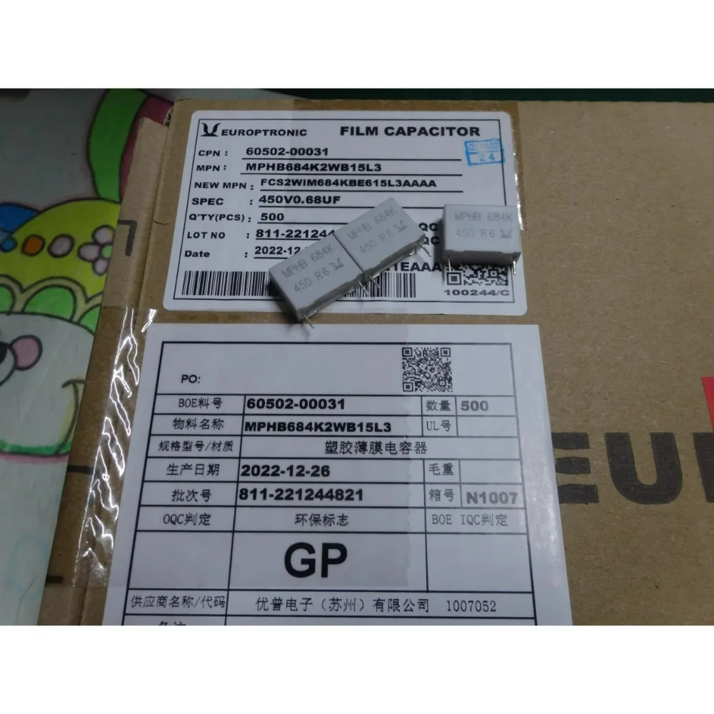 

10PCS Europtronic 0.68uf/450v 680nf u68 684 brand new film capacitor 15MM