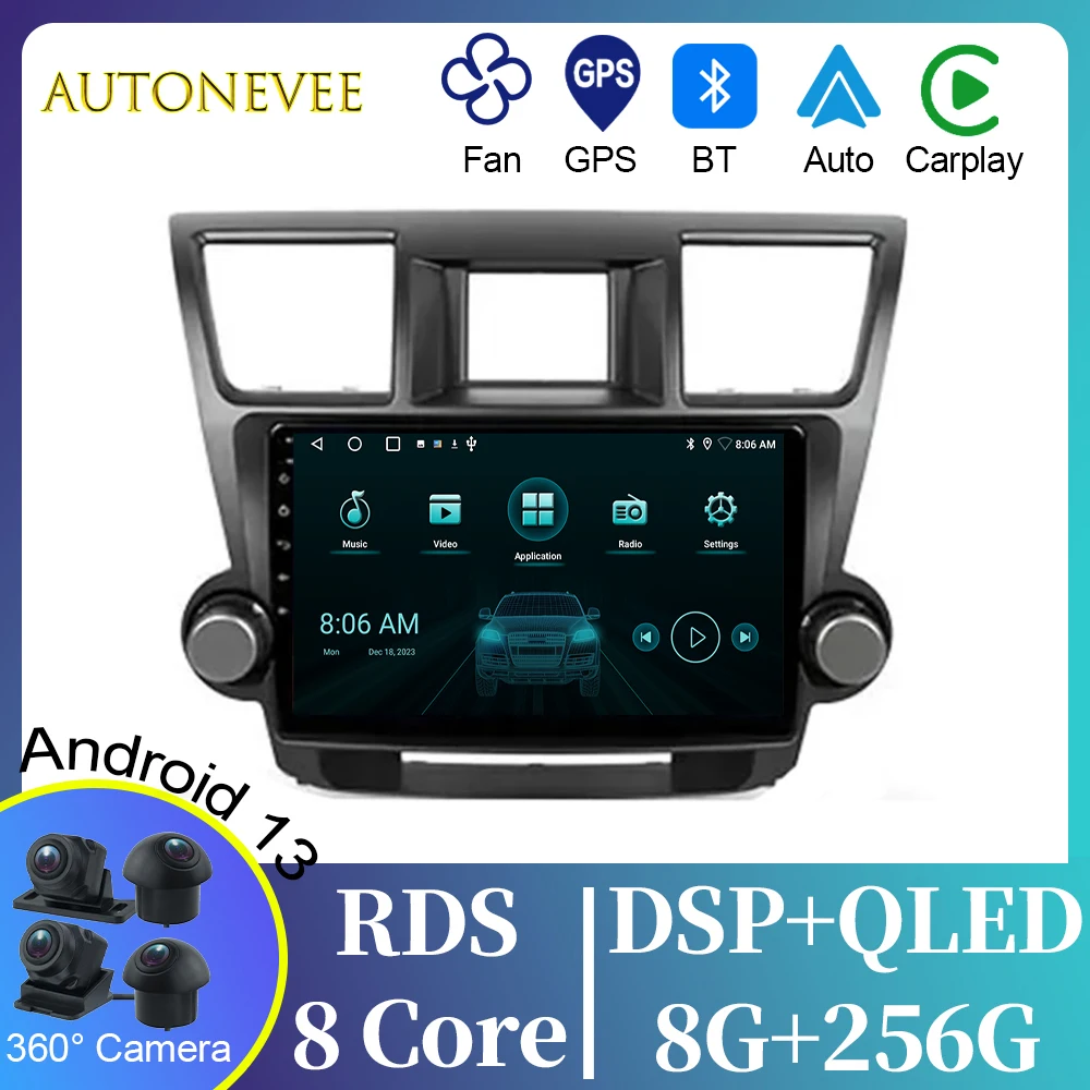 

7862 Car For Toyota Highlander 2 XU40 2007 - 2013 Video Android Auto Radio Navigation GPS Multimedia Player IPS WIFI No 2din DVD