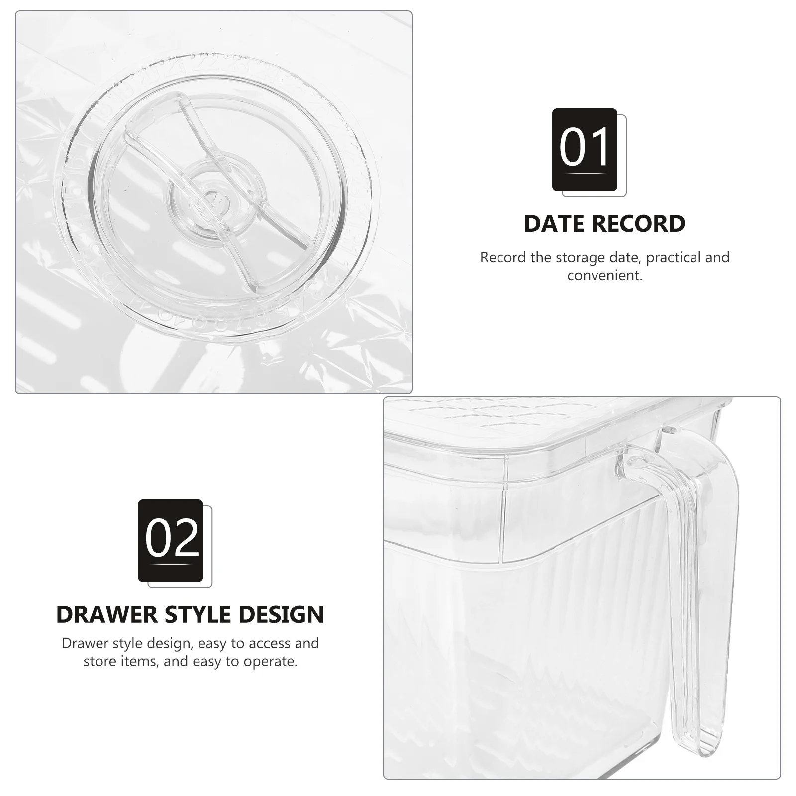 

Ящик для хранения в холодильнике с ручкой, прозрачный контейнер для еды, большая вместимость для холодильника, кухонный футляр для хранения