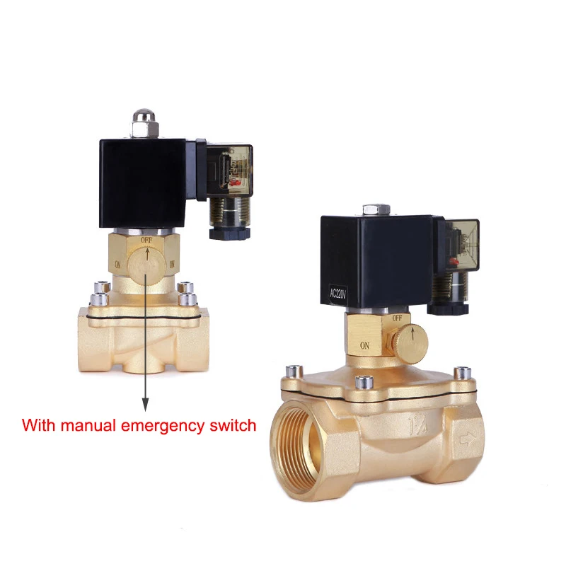 DN15-50 Electric Solenoid Valve Brass With Manual Emergency Switch AC220V DC24V For Water Oil Air + Energy Saving Solenoid Valve