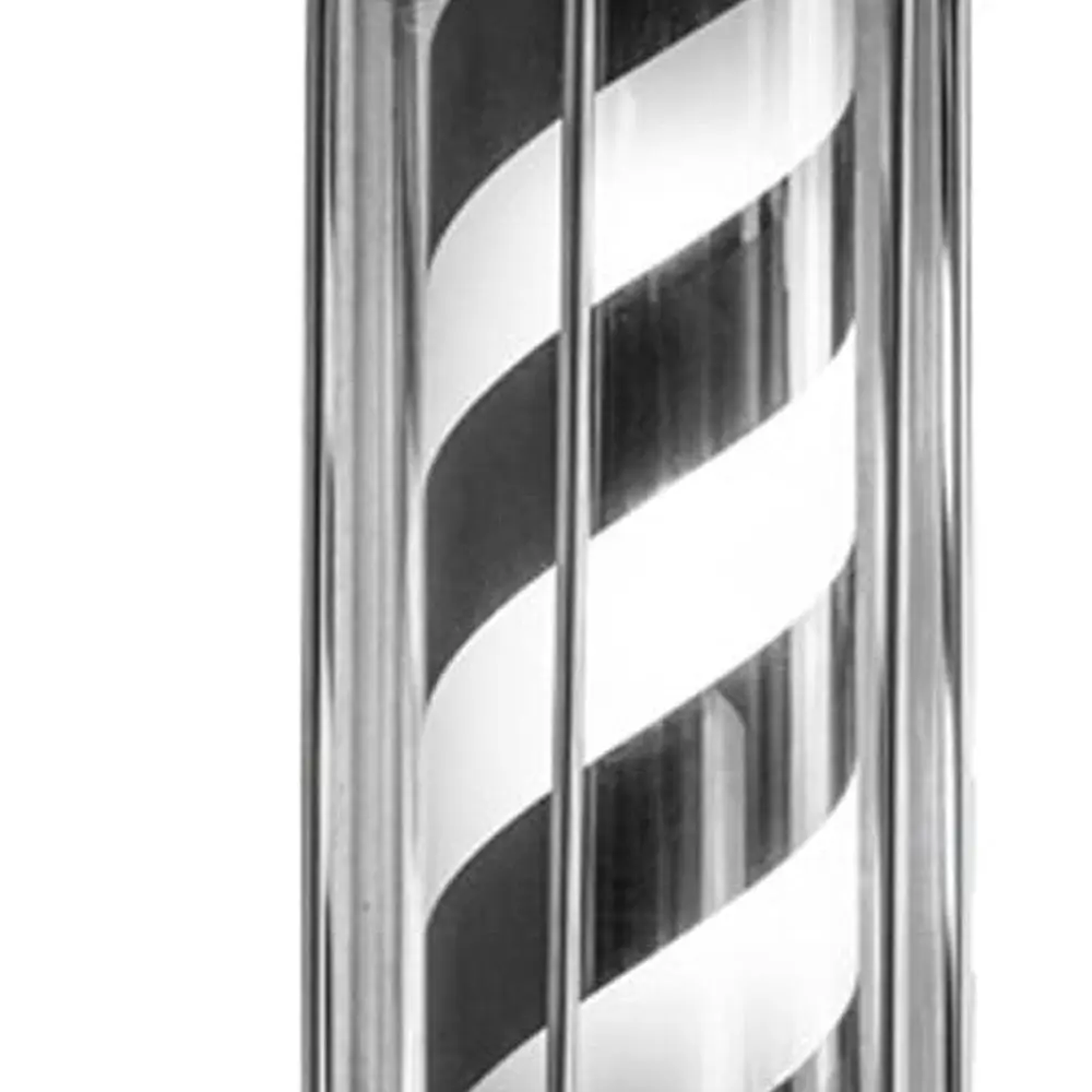 

Вращающаяся 28-красная, белая, синяя парикмахерская с светодиодной подсветкой для салонов — водонепроницаемая, черная основа