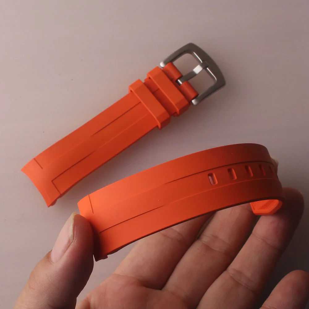 21mm Rubber Watchband For Tissot 1853 Diving T120 Curved End Silicone Strap Wristbands Bracelets Waterproof Black Orange Yellow