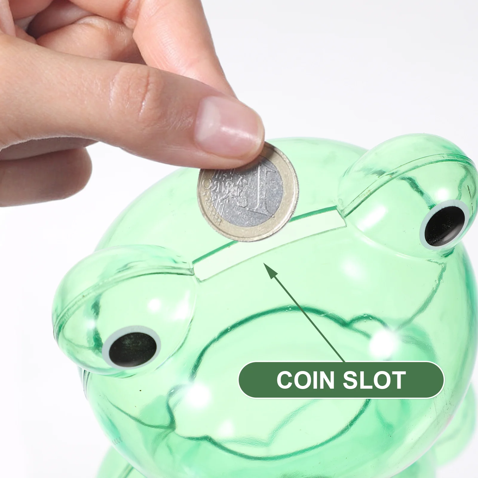 صندوق توفير المال على شكل ضفدع شفاف، حاوية عملات معدنية مبتكرة لسطح المكتب، صندوق تخزين عملي للعملات المعدنية للأطفال والأطفال #1