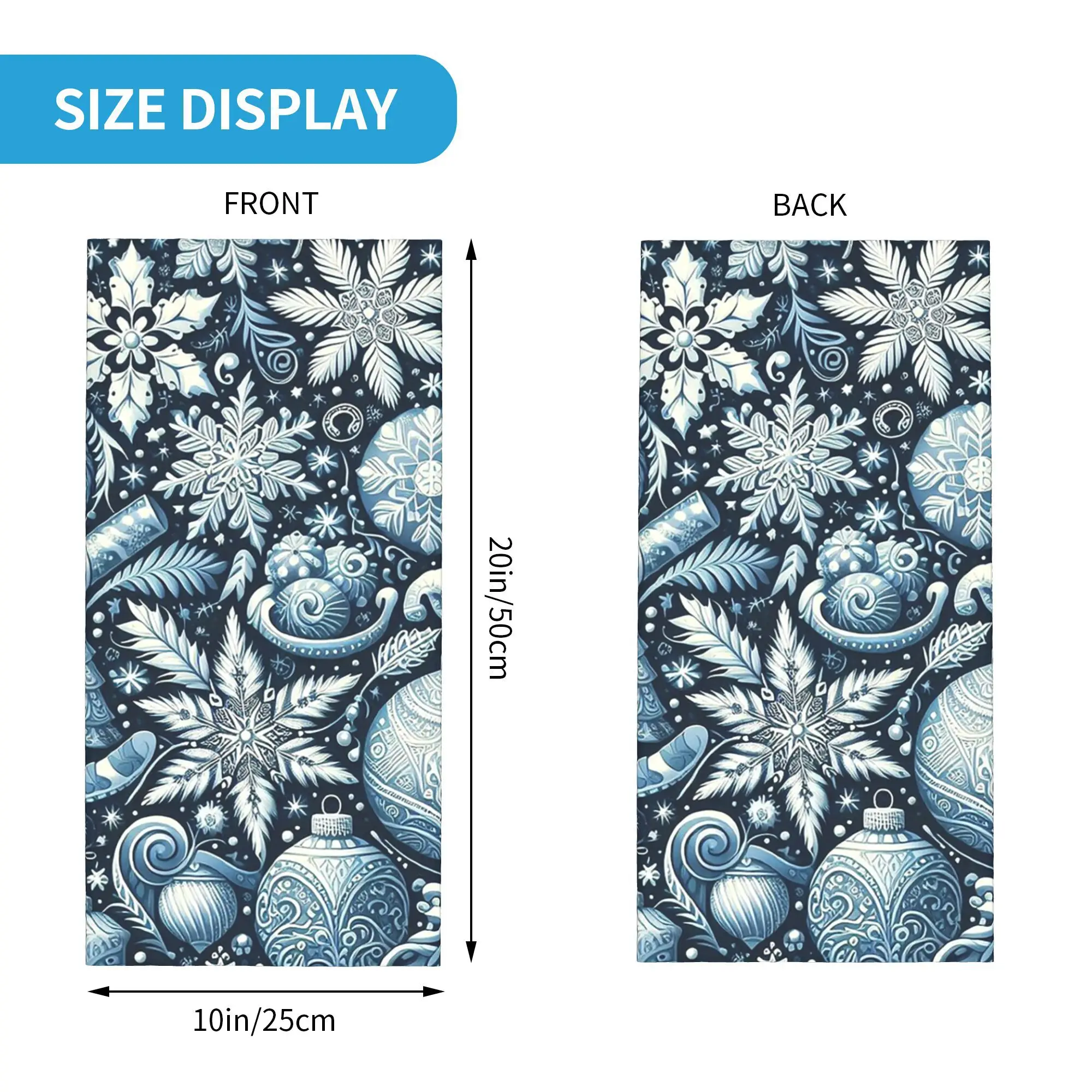 عيد الميلاد. الأزرق والأبيض باندانا الرقبة الجراب مطبوعة التفاف قناع وشاح دافئ بالاكلافا ركوب الدراجات للجنسين الكبار يندبروف