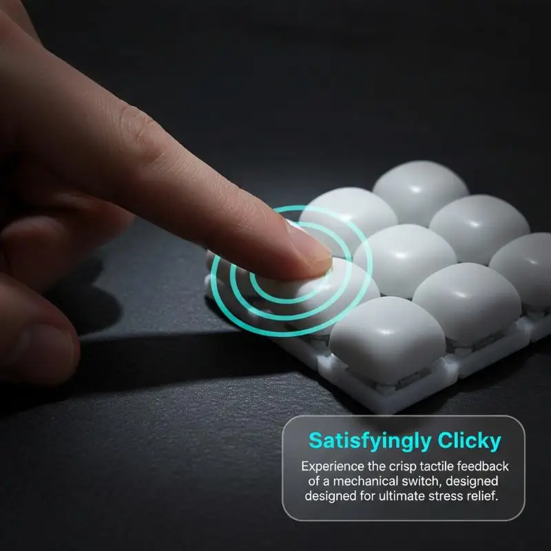 New 1/2/3/4/9Keys Fidget Keychain Keys Button DIY Keyboard Clicker Toy Steamed Bread Relief Stress Pinch Toy Adult