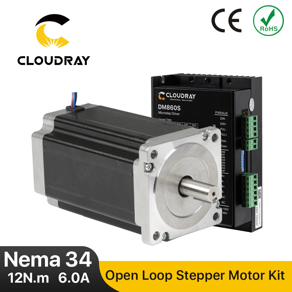 Cloudray Nema 34 Open Loop Stepper Motor Driver Kit 12N.m 6.0A DM860S 2.4A-7.2A for 3D printer CNC Engraving Milling Machine