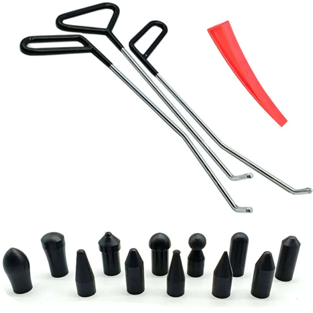 

14Pcs Dent Repair Tool Paintless Rods Body Dent Removal Tool With Hammer Head Tips And Door Wedge Auto Body Hail Damage Remover