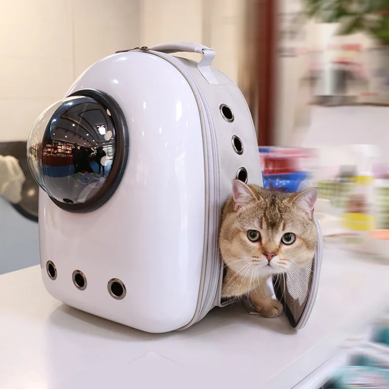 High Capacity Pet Cat Bag Transparent 12 Holes Breathable Backpack Small Dog Cat Travel Space Capsule Cage Pet Cat Transport Bag