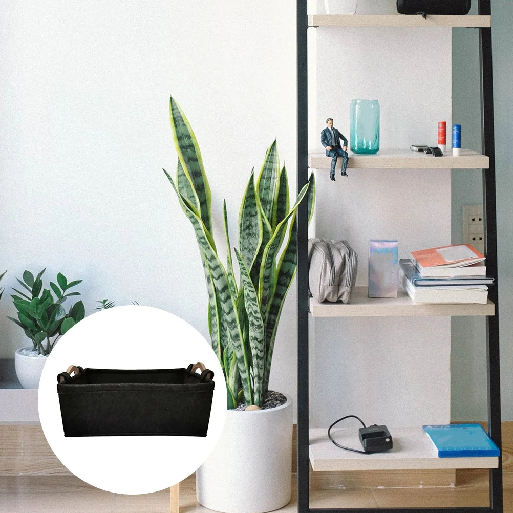 

Fabric Storage Basket Desktop Organizer Small Baskets Thick Felt Classic Black Home Storage Nordic Style