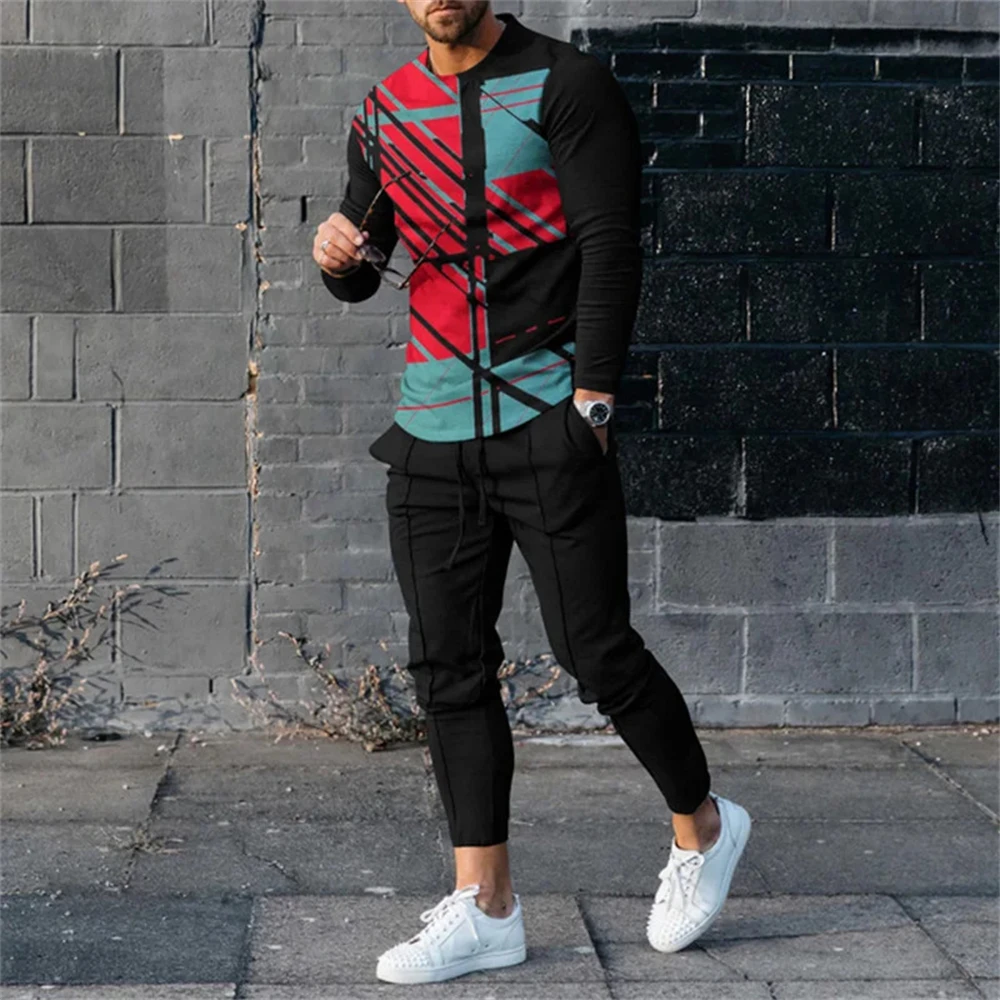 Autumn Tracksuit Long Sleeve T Shirt+sweatpants Suit Men Streetwear Vintage Sweatshirt Oversized Men Clothing 2 Piece Sets 2023