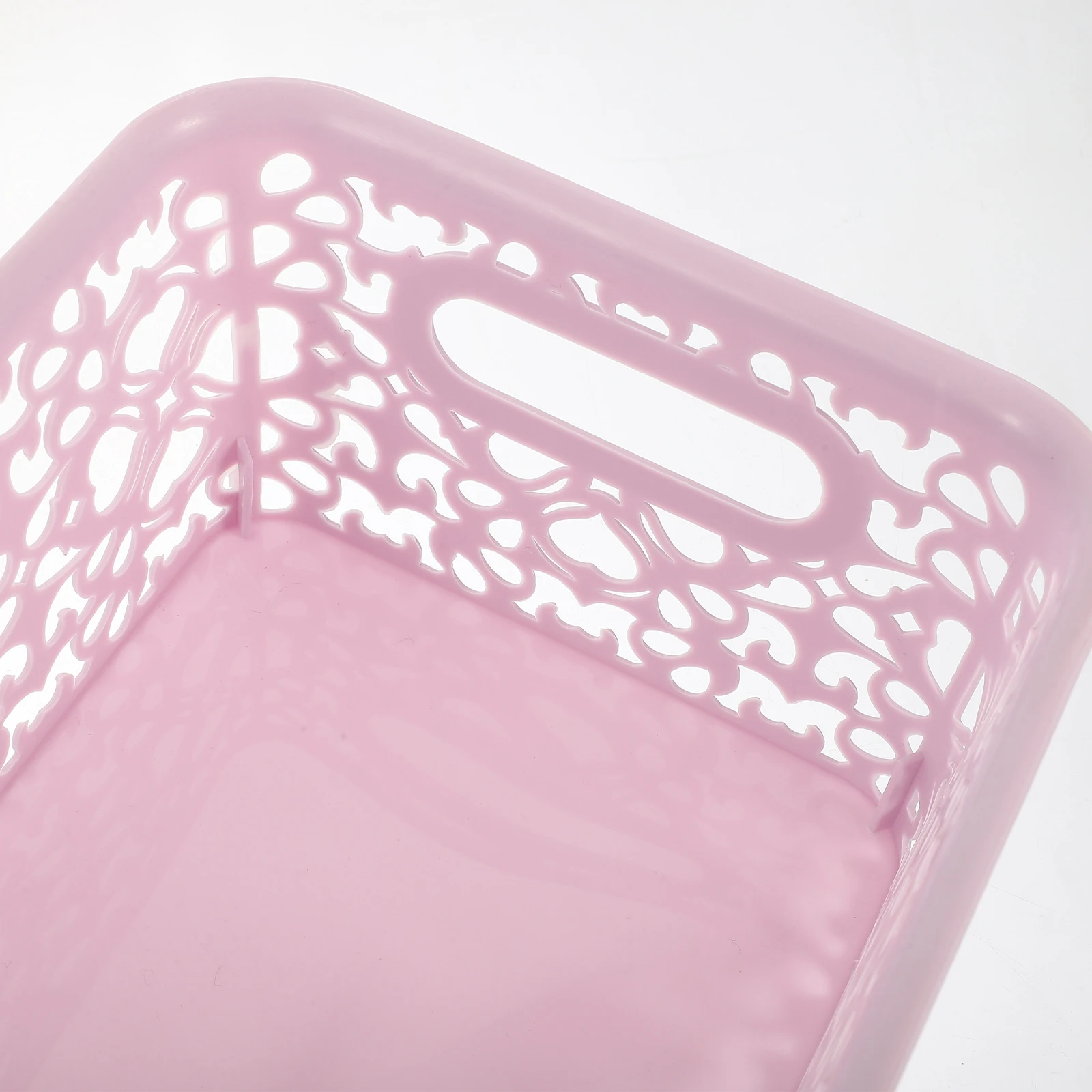 

Plastic Storage Boxes Hollow Out Basket Stackable Baskets Pink Lids ganizing Bins Cover Retro Pattern Versatile Container