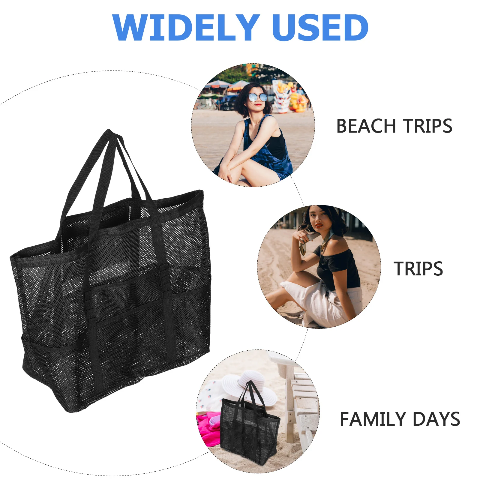 

Extra Large Mesh Beach Tote Bag for Women Lightweight Sandproof Swim Beach Bag with Zipper Compartment Portable Handle Design