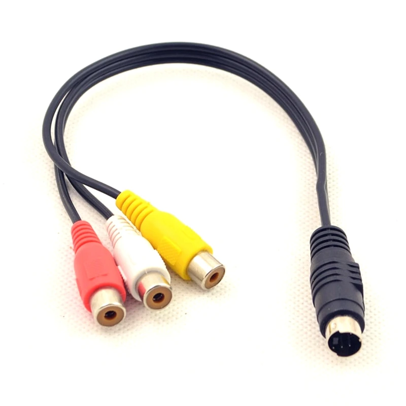 30cm 150cm Mini DIN 4 Pin S-Video Male To 3 RCA Male Female AV Audio Video Adapter Cable DVD PC TV