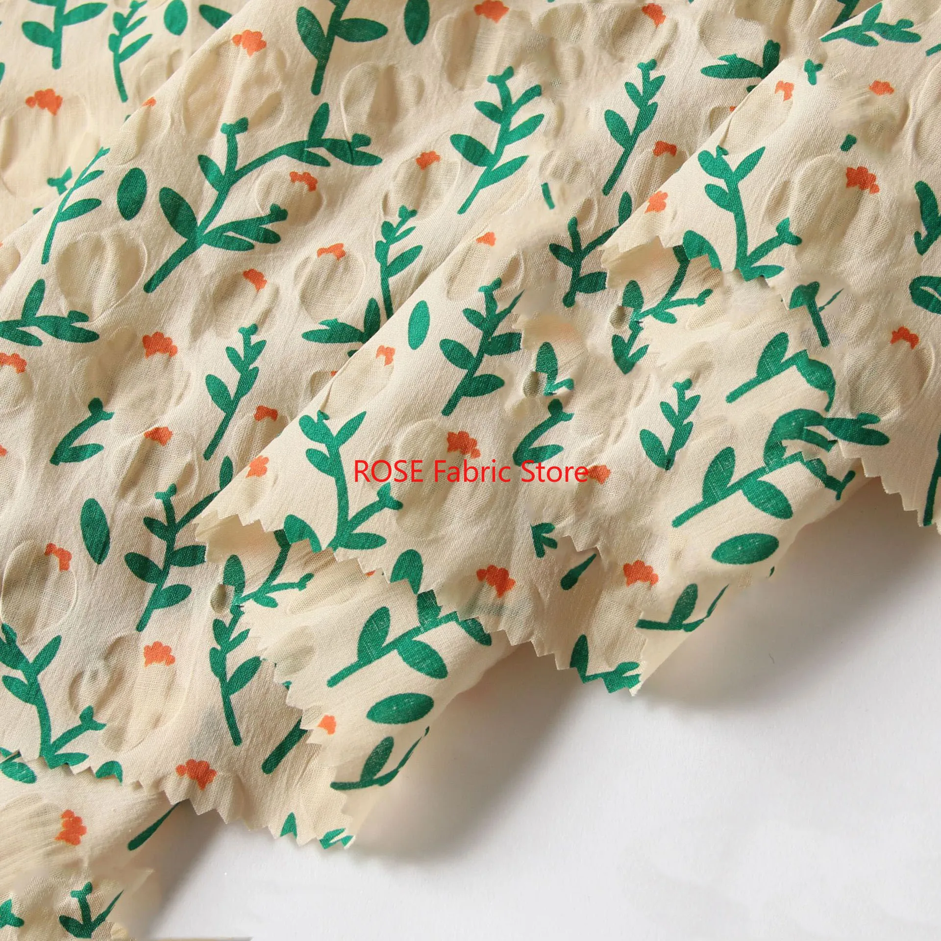 1 meter 100% katoen tak bloem bubble bedrukte stof shirt jurk diy naaistof