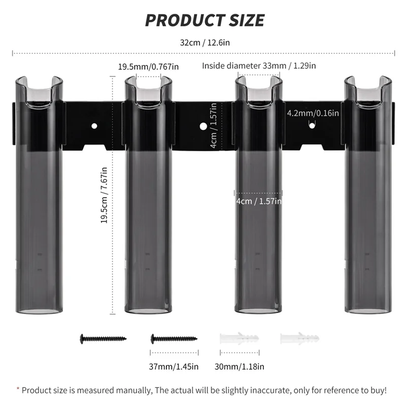 A89E-Yacht Fishing Pole Rod Holder For Boat, 4 Tube Wall Mount Rod Rack Side Storage Tool Garage