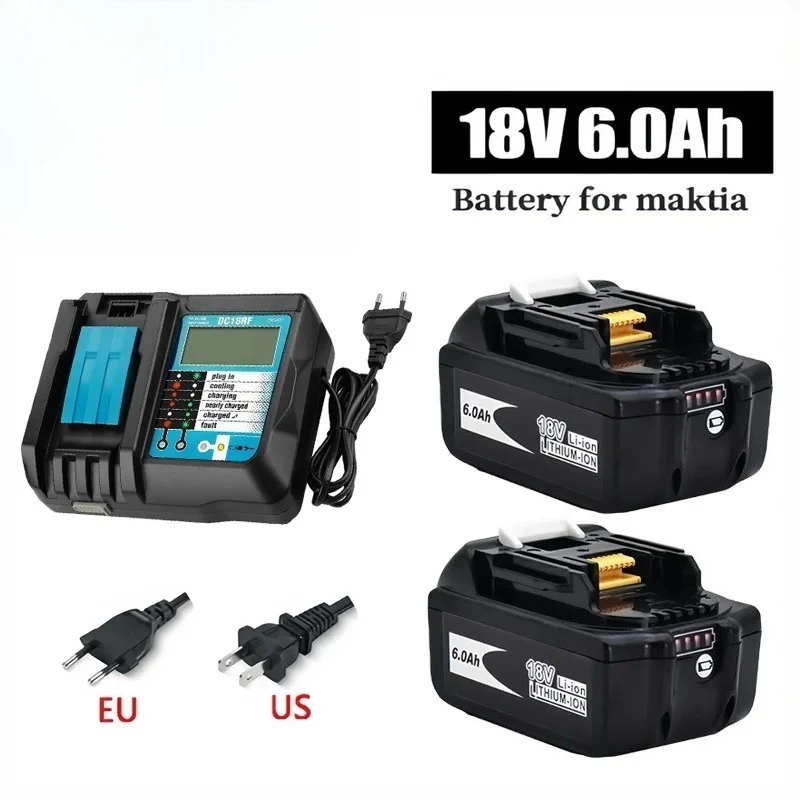 

BL1860B BL1860 BL1850+4A Charger For Makita 18V 6000mAh Rechargeable Power Tools Battery with LED Li-ion Replacement