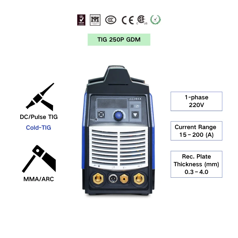 New Portable 250PGDM Mini TIG Welder 200A DC Motor Pulse Cold IGBT Inverter Precision 220V Argon Arc Stainless Steel 200
