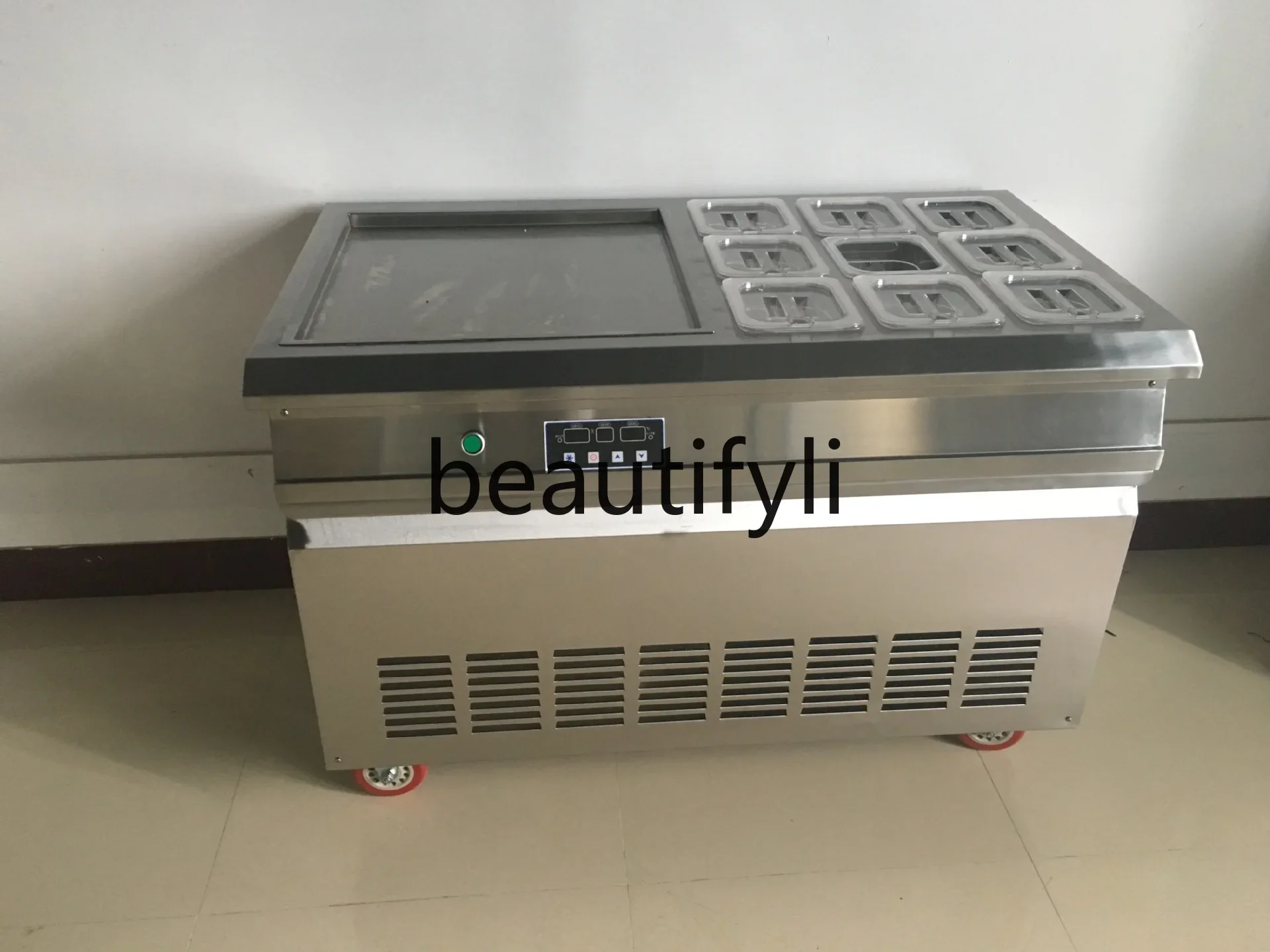 Z189 Intelligent Large Square Pot with Nine Buckets Ice Cream Fryer Thai Ice Cream Roll Yogurt Fryer Machine