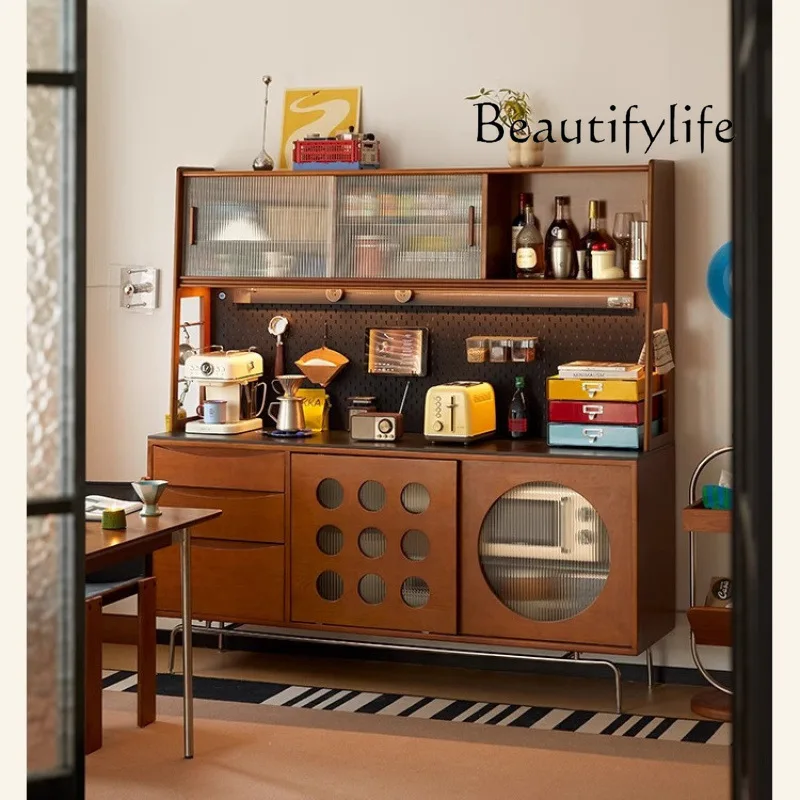 

Ретро обеденный боковой шкаф из цельного дерева, средневековая стена, встроенный шкаф для хранения в скандинавском стиле, настенный боковой шкаф для хранения в гостиной