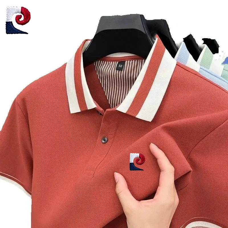 Summer men's high-quality casual short sleeved polo shirt, new trendy and fashionable, sweat absorbing and breathable top