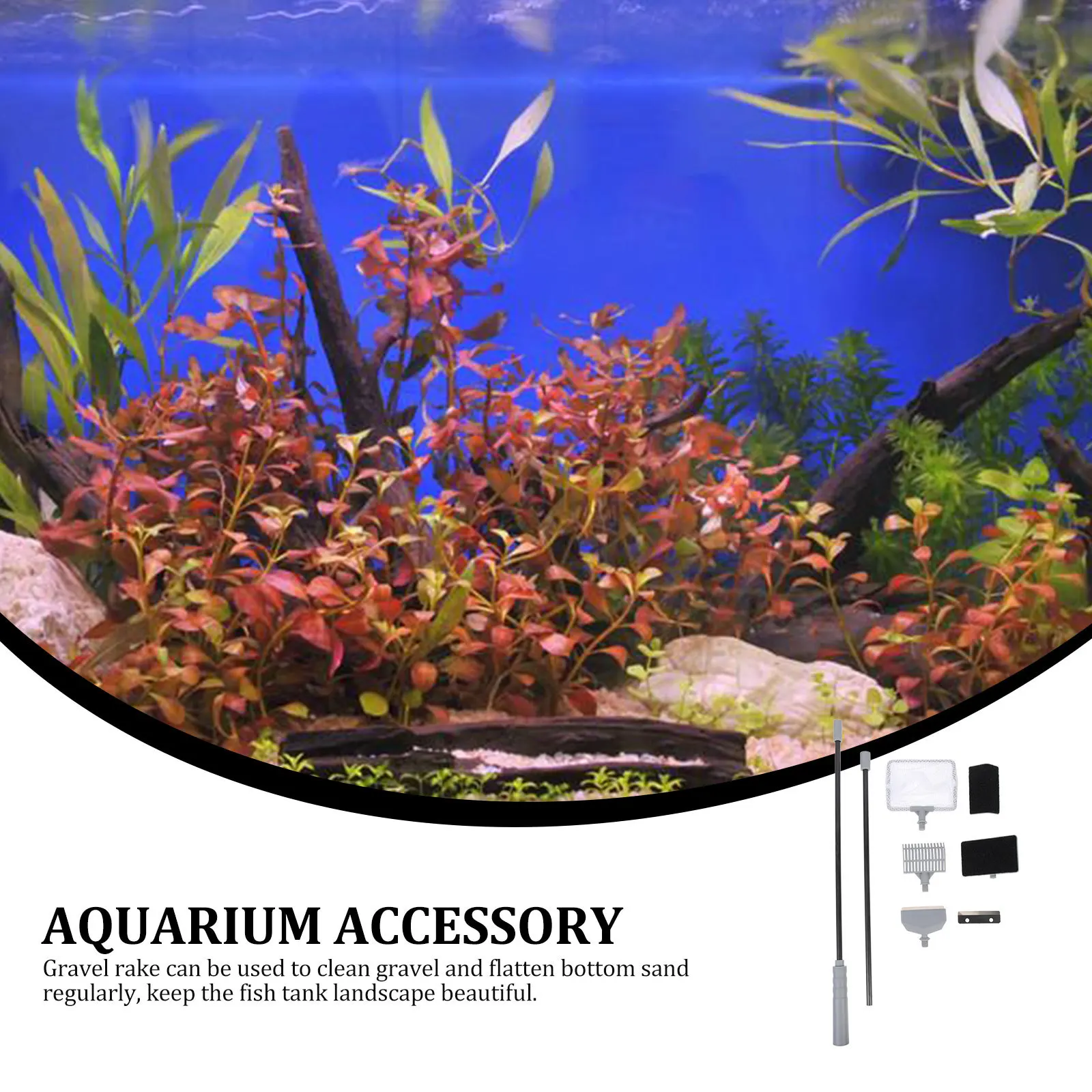 

1Set Aquarium Cleaning Tools Set Durable Sponge Brush Gravel Rake Fine Scooping Net No Deformation Fish Tank Accessories