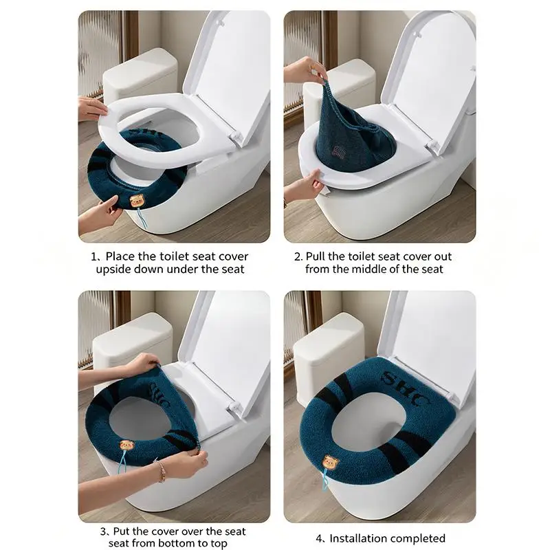 1Pcs Bathroom Toilet Seat Cover Soft Warmer Washable Mat Cover Pad Cushion Seat