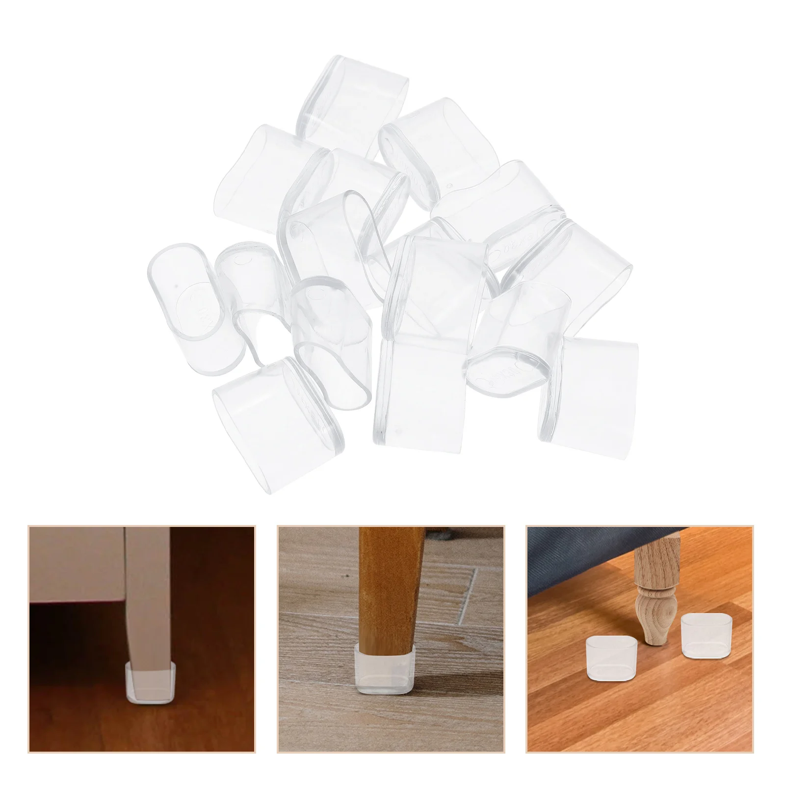 

16Pcs Anti-Slip Transparent Furniture Leg Caps Hardwood Floor Protectors Clear Plastic Chair Pads for Legs Chair Leg Caps