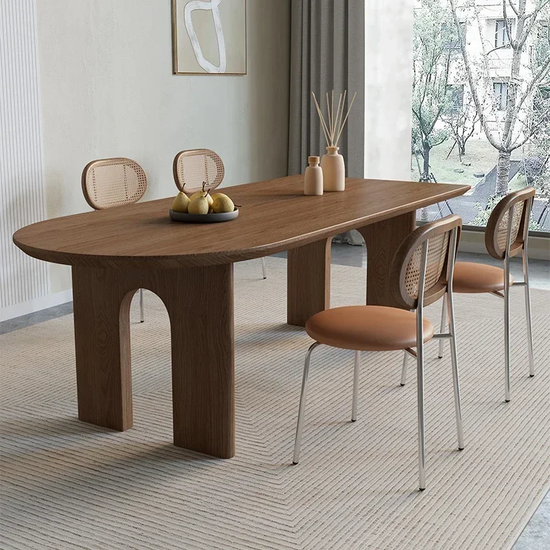 Minimalist Plegable Dining Tables Oval Personalized Negotiation Luxury Wooden Dining Table Mesa Workstation Furniture Set