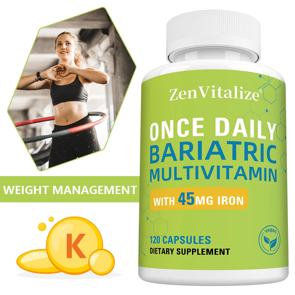 

Мультивитаминная капсула Once Daily Baryatric с 45 мг железа способствует общих уровней энергии для здоровья и обслуживания.