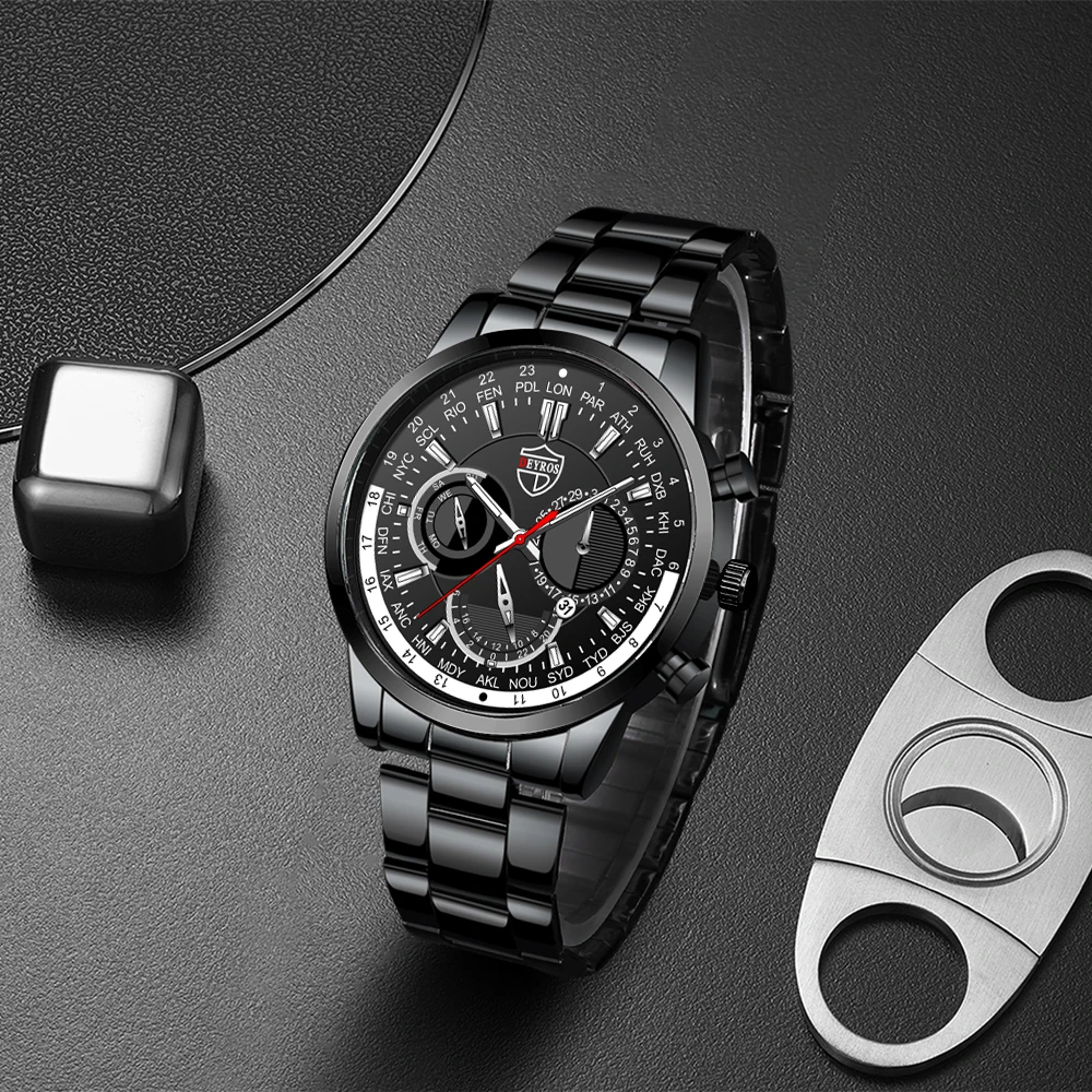 Top Brand Luxury Men\'s Watches Fashion Sports Stainless Steel Quartz Wristwatch for Men Business Casual Watch for Dad Boyfriend