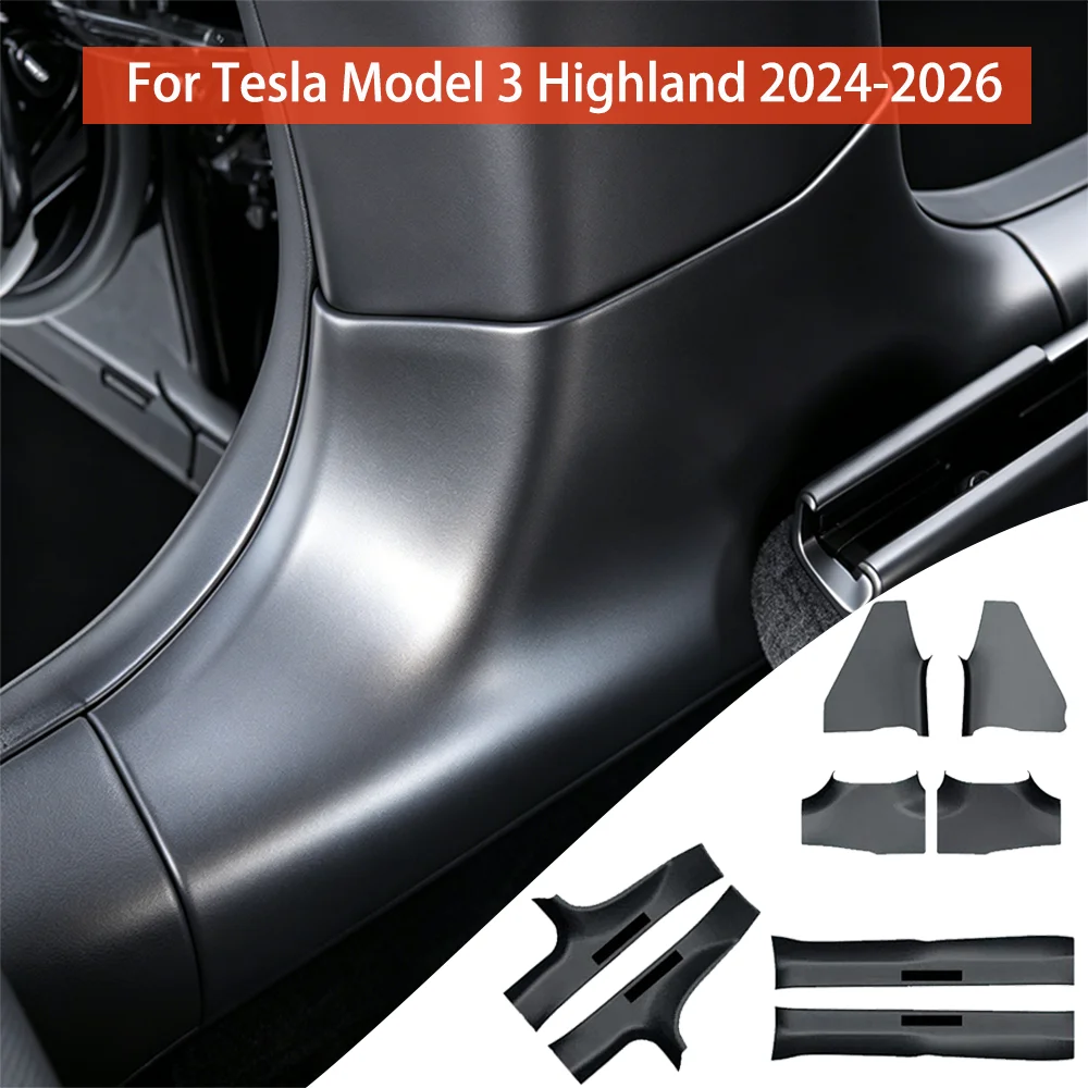 Suede A‑Pillar B‑Pillar & Inner Door Sill Guards Set For Tesla Model 3 Highland 2024‑2026 Anti‑Scratch Interior Trim Accessories