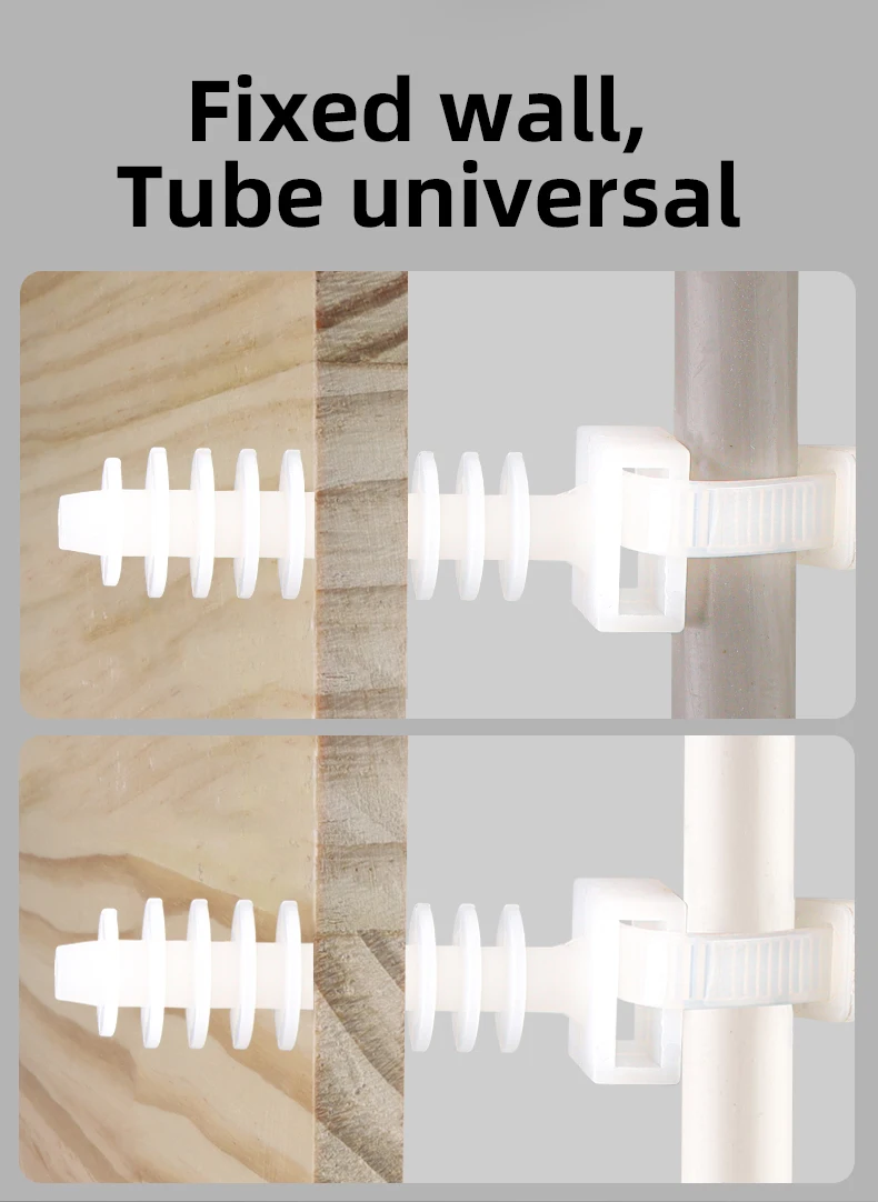 100 Stück Nylon-Kabelhalter, Kabelbinderhalterung, Push-in-Niettyp, Einsetzen von festen Sitzschläuchen, Bohrlochmontage, Isolierung, flammhemmend – Detail 2