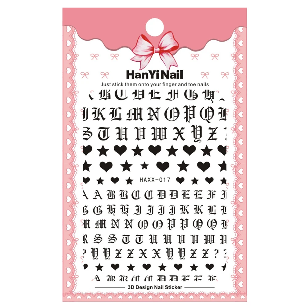 Tools Nail Glue Sticker Self Adhesive DIY Nail Decoration Nail Stickers Letter 3D Nail Art Nail Foils Gothic Alphabet Decals