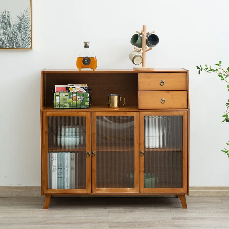 

Nordic kitchen side cabinet locker multi-functional floor multi-layer home living room simple light luxury solid wood tea