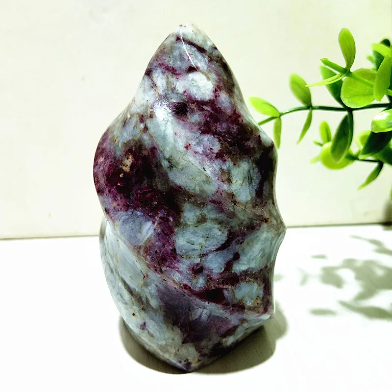 

Natural Stone Plum Tourmaline Agate Crystal Lce Cream Torch Meditation Spiritual Energy Feng Shui Crystal Room Decoration