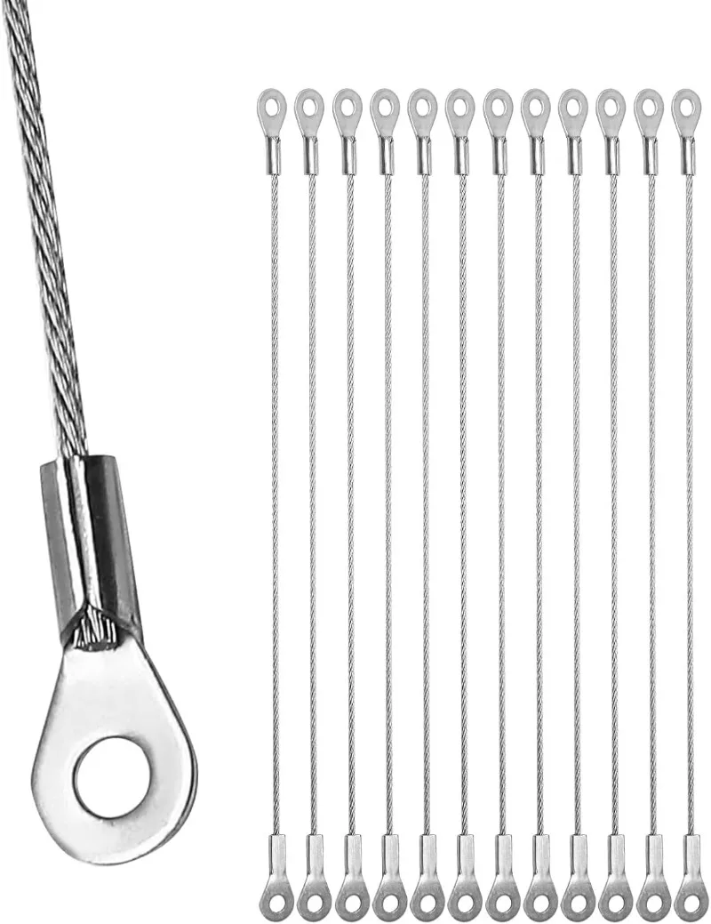Stainless Steel Wire Cable Eyelet End Short Wire Rope Hanging Lamp Fall Protection Safety Lanyard Cable Chain Lock Rope Hardware